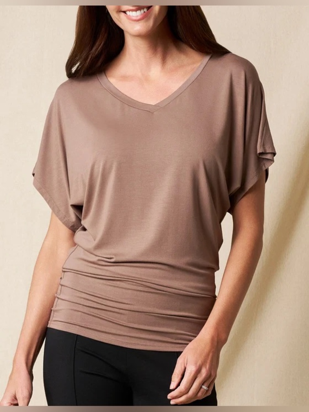 Sivana Bamboo Dolman Tunic in “Mocha”